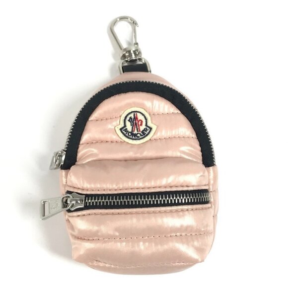 MONCLER 6F00001 Backpack Logo Bag Charm Accessories Key Holder Nylon pink - Picture 1 of 10